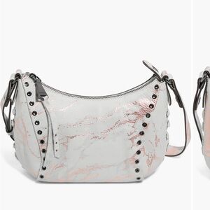 NWT Aimee Kestenberg Gray white and Pink Marbled Hobo Bag